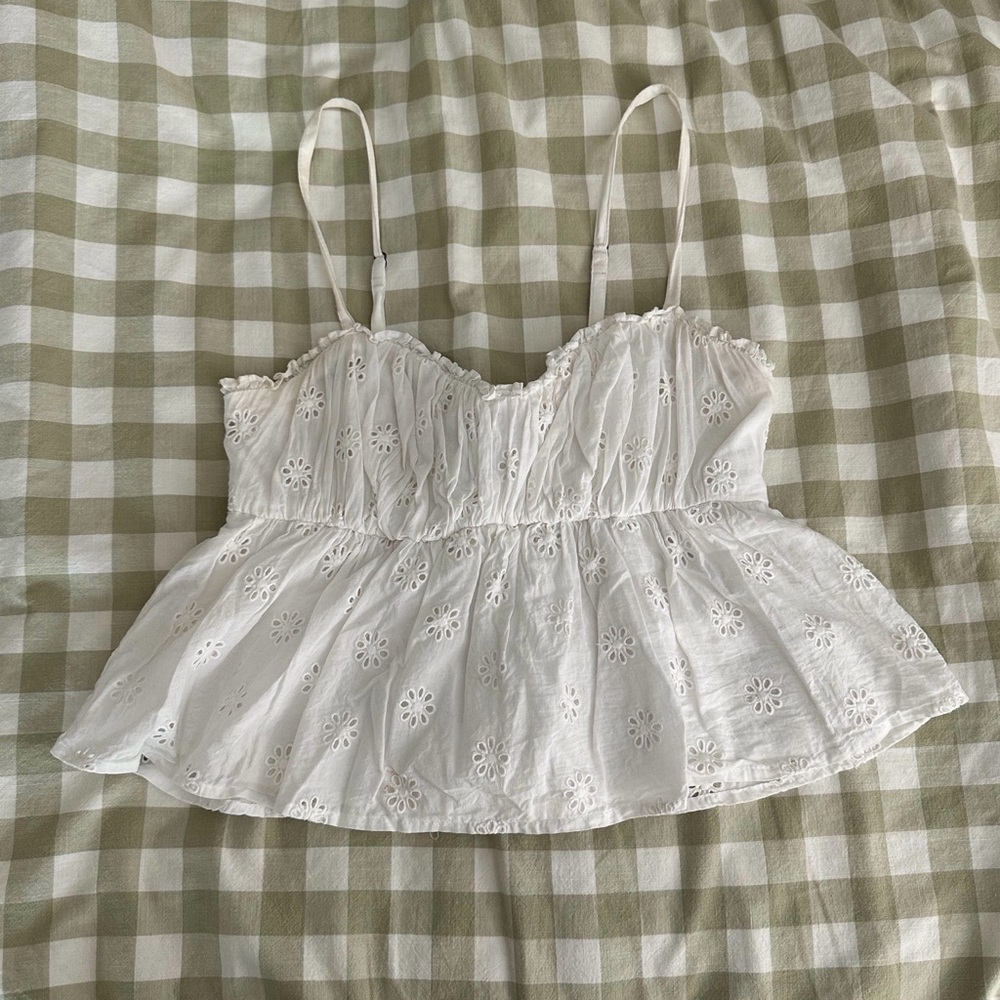 Hollister White Sleeveless Camisole Bustier Peplum Top